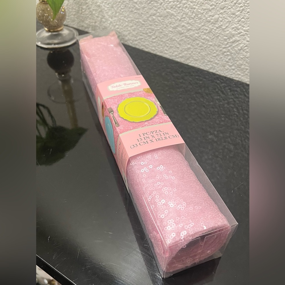 Pink Sequin Table Runner 13in x 72in